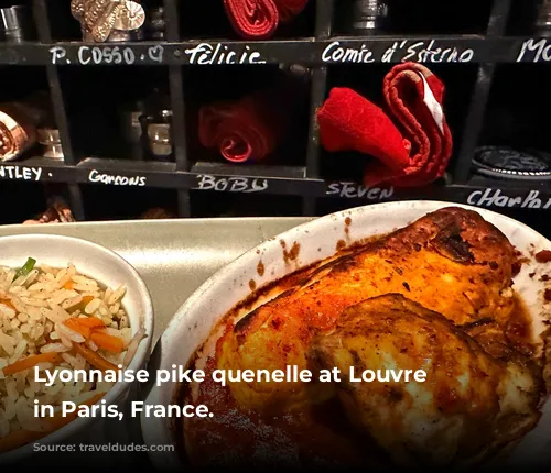 Lyonnaise pike quenelle at Louvre Ripaille in Paris, France.