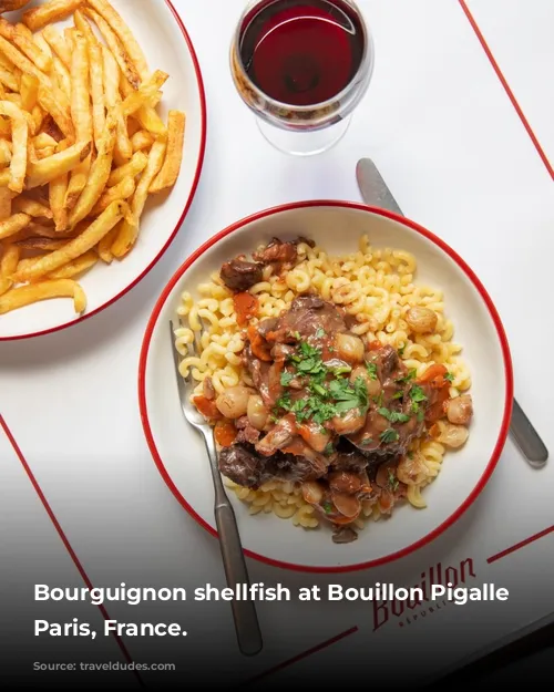 Bourguignon shellfish at Bouillon Pigalle in Paris, France.