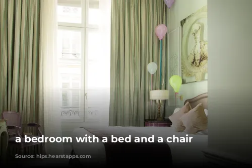 a bedroom with a bed and a chair