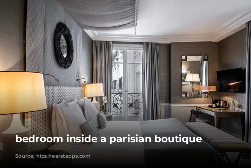 bedroom inside a parisian boutique hotel