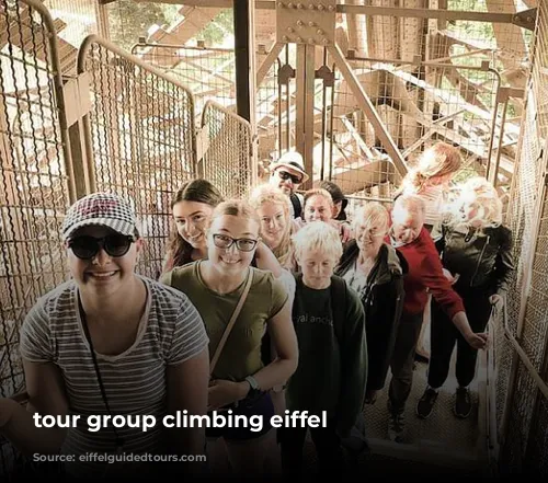 tour group climbing eiffel