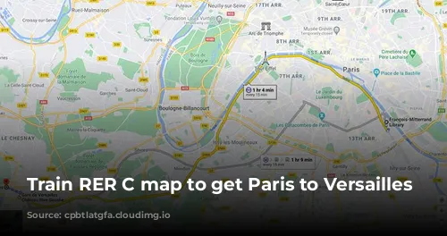 Train RER C map to get Paris to Versailles