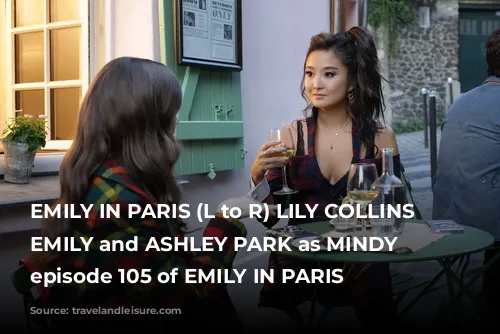 EMILY IN PARIS (L to R) LILY COLLINS as EMILY and ASHLEY PARK as MINDY in episode 105 of EMILY IN PARIS