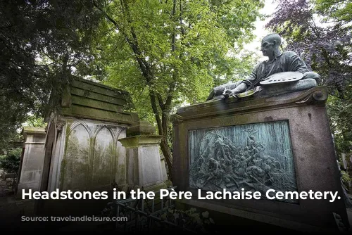 Headstones in the Père Lachaise Cemetery.