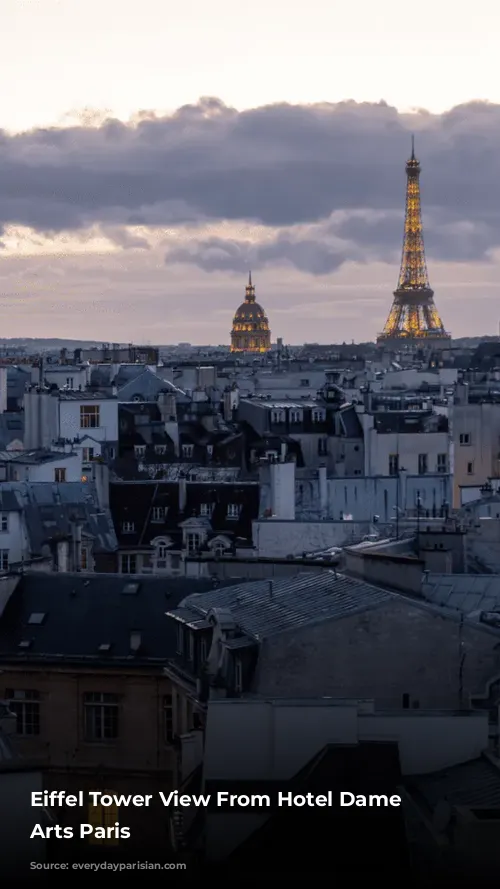 Eiffel Tower View From Hotel Dame des Arts Paris 