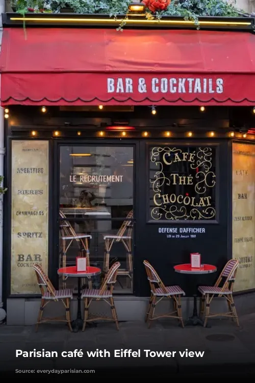 Parisian café with Eiffel Tower view 