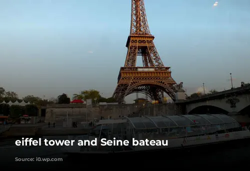 eiffel tower and Seine bateau