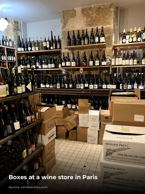 Boxes at a wine store in Paris