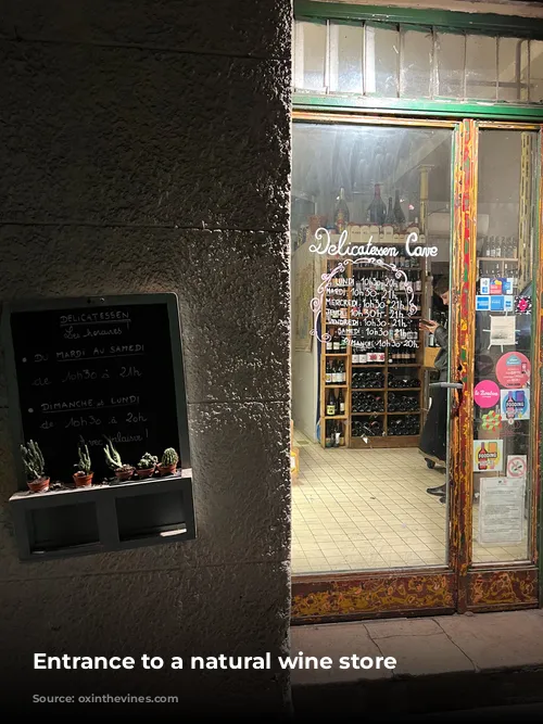 Entrance to a natural wine store