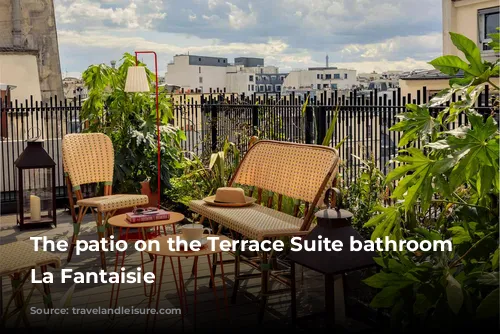 The patio on the Terrace Suite bathroom at La Fantaisie