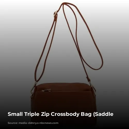 Small Triple Zip Crossbody Bag (Saddle Brown)