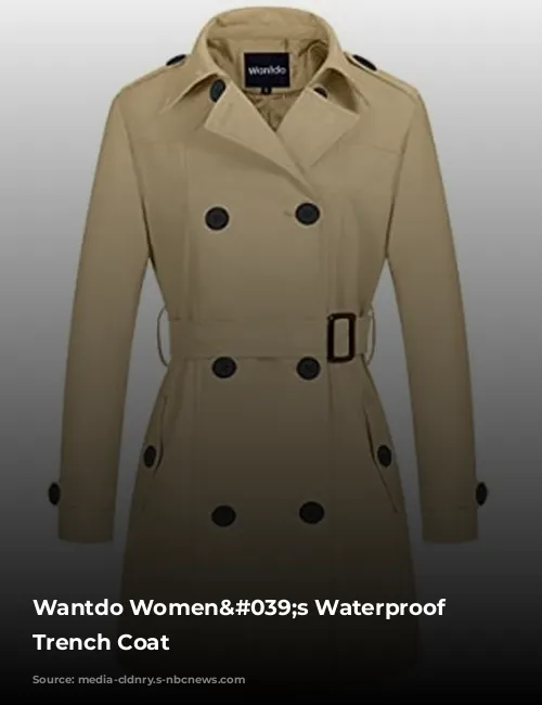 Wantdo Women's Waterproof Double-Breasted Trench Coat