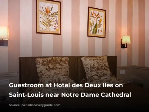 Guestroom at Hotel des Deux Iles on Ile Saint-Louis near Notre Dame Cathedral